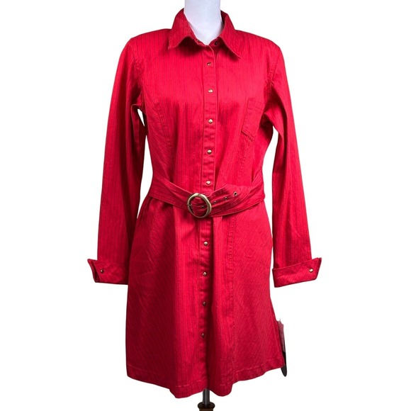 DG2 by Diane Gilman Dresses & Skirts - DG2 Diane Gilman Red Denim Shirt Dress Size L NWT Western Cowgirl Americana